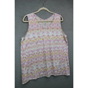 Pure Jill Dipped Hem Print Sleeveless Tunic-Size Large/P-Pima Cotton